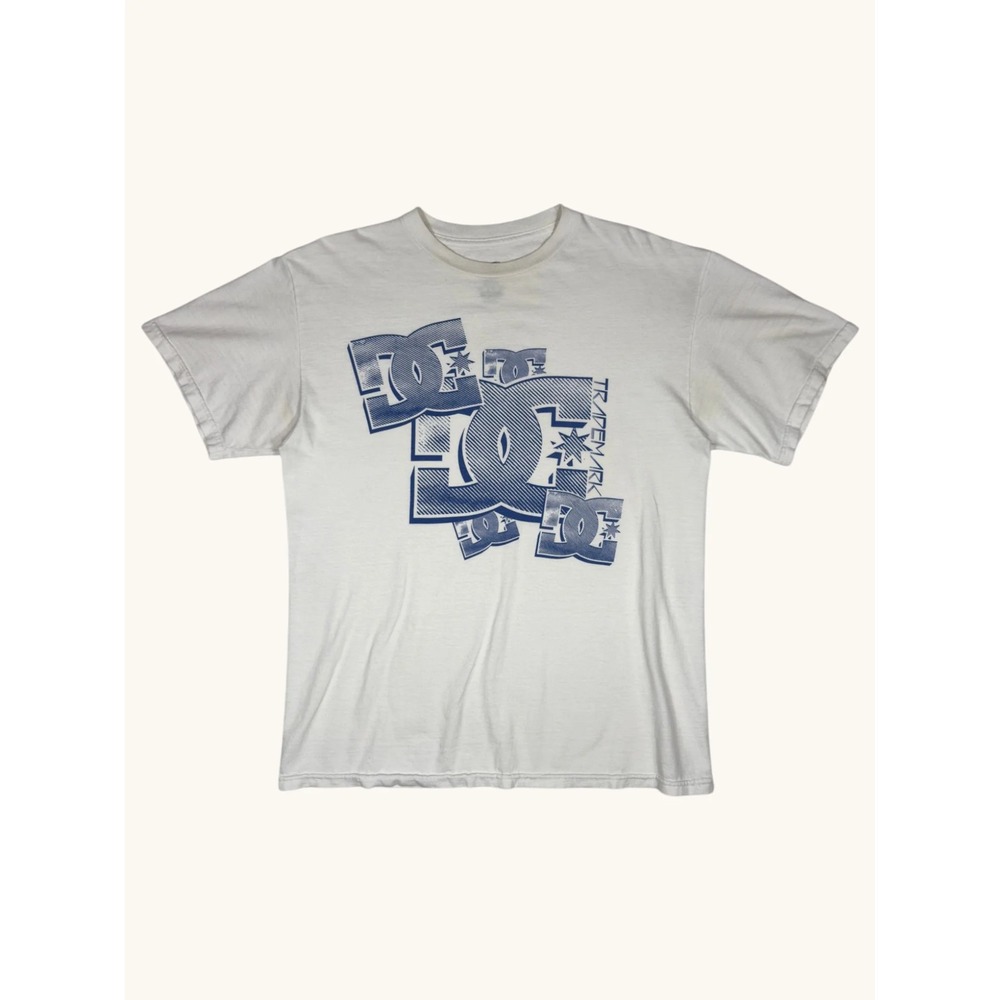 DC Shoes Mens Graphic T-Shirt White Blue Logo Star Skate Streetwear Size M